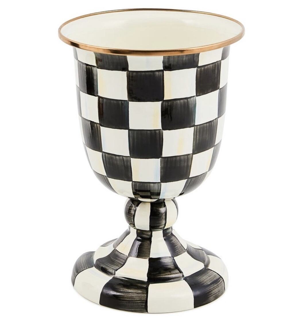 MacKenzie-Childs Courtly Check Large 12" Tall Pedestal Vase New No Box